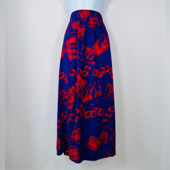 Vintage Fuchsia & Purple Printed Skirt Pleated Front with Pockets Size 10 - Picture 4 of 11